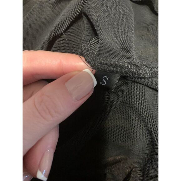 Sir Qochar Womens Solid Black Sheer Long Sleeve Top Armenian Rare Nylon Small - Picture 3 of 4